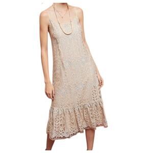 Anthropologie Eri + Ali Twilight Lace Dress Nude Ivory XS